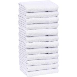 GOLD TEXTILES 12 Pack White Economy Cotton Blend 15x25 Inches Basic Hand Towels- Gym Towels (1 Dozen)