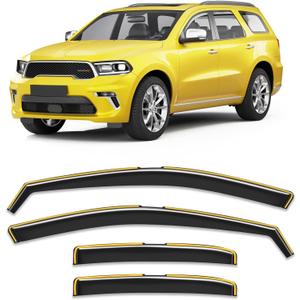 in-Channel Window Rain Guard for Fit for Dodge Durango 2011-2023 2024 2025 2026 Rain Guards Side Window Visors Low Profile Vent Visor Window Deflectors Vent Shades Car Accessories