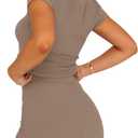 SAMPEEL Womens Two Piece Lounge Sets Casual Summer Outfits 2 Piece Short Matching Clothing Set (Beige, M)