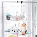 Over the Door Hanging Shower Caddy: Rustproof Hanging Organizer over the Door - No Drilling Bathroom Rack for Inside Shower Chrome