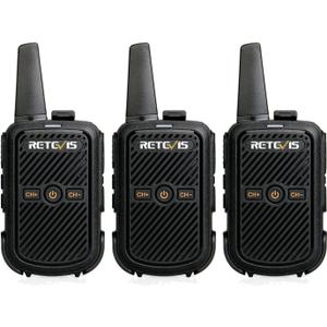 Retevis RT15 Mini Walkie Talkies for Adults, Small Portable 2 Way Radios, Low Battery Warning, VOX, Compact, Walky Talky Rechargeable for Warehouse Camping Hiking Outdoor Trip Family Travel(3 Pack) (black)