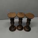 Farmhouse Wooden Candle Holders for Pillar Candles Set of 3, Rustic Wood Candle Holder Table Centerpiece Decor, 12'' 9'' 6'' Vintage Tall Candle Stand Decorative, Dark Brown