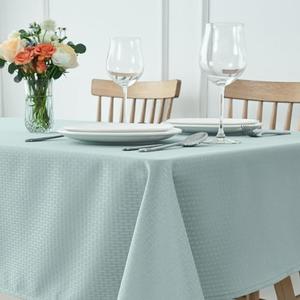 maxmill Rectangle Tablecloth Weaved Pattern Waterproof Spillproof Wrinkle Free Table Cloth, Kitchen Dining Tabletop Decoration, Fabric Table Cover for Holiday Parties, Dusty Blue