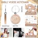 Sureio 24 Pcs Grandparents Day Church Gifts Bulk Baptism Party Favor Christian Keychain Bible Verse Keychain for Father Dad Godfather Men (Round)