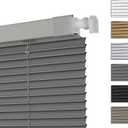No Tools No Drill Mini Blinds, Cordless Wandless Aluminum L-Shaped Slats Pull Down Venetian Blinds, Room Darkening Horizontal Window Blinds for Home, Living Room, Door, Grey, 37" W x 48" H