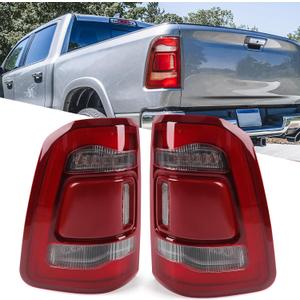 FIONE LED Tail Light Assembly Compatible with Dodge Ram 1500 Taillight Without Blind Spot 2019-2022 LED Type & Red Lens Chrome Interior Left LH+RH Right Side (Left+Right)
