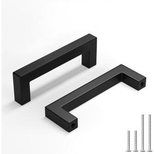 Homdiy 30 Pack Black Cabinet Handles 3 Inch(76 mm) Hole Centers Matte Black Cabinet Pulls Stainless Steel Drawer Dresser Handles Square Bar Hardware Drawer Pulls Stainless Steel Dresser Hardware