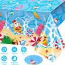 HOWAF 117pcs Hawaii Christmas Decorations Tableware Set, Paper Plates and Napkins Sets Plastic Xmas Santa Tablecloth Disposable Dinnerware Beach Party Paper Cups Forks Supplies