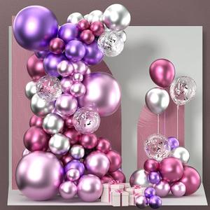 PartyWoo  Purple ,Pink Balloons, 100 pcs Purple Metallic Balloons Different Sizes Pack of 36 Inch 18 Inch 12 Inch 10 Inch 5 Inch Chrome Purple Balloons for Birthday Party Decorations, Purple-G105
