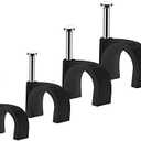 Abnii Cable Clips, 400 Pcs, 4mm 6mm 8mm 10mm, Wire Wall Clips with Steel Nails, Cable Management Organizer Clips, Cable Tacks Coax Holder Clips, RG6 RG59 CAT6 RJ45 Cable Cord Clips, Black