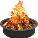 OUSHENG Fire Pit Ring Outdoor, 33 Inch Outer 30 Inch Inner Round Wood Burning Firepit Accessories, DIY Metal Steel Liner Insert for Bonfire Outside Camping Above or In Ground