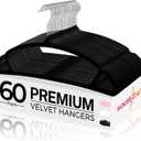 HOUSE DAY Black Velvet Hangers 60 Pack, Luxury Non Slip Felt Hangers, Space Saving Clothes Black Hanger Heavy Duty, No Shoulder Bump Focked Hanger with 360 Swivel Hook for Closet