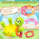 CORPER TOYS 2 in 1 Toss & Water Spraying Rechargeable Turtle Bath Toy for Toddlers, with 5 Colorful Animal Rings Floating Turtle Baby Bathtub Toy for Pool Water Table Play for Kids Gift