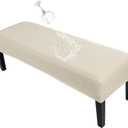 SearchI Waterproof Dining Bench Cover, Stretch Washable Bench Covers Slipcover, Rectangle Benches Seat Covers for Dining Room Living Room Kitchen(Beige), One Size