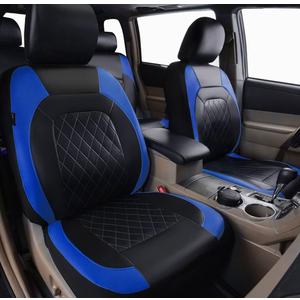Universal Deluxe Pu Luxury Vinyl Faux Leather Car Seat Covers Two Front 6 Pieces Airbag Compatible Fit for Cars SUV Vehicles (Black and Blue)
