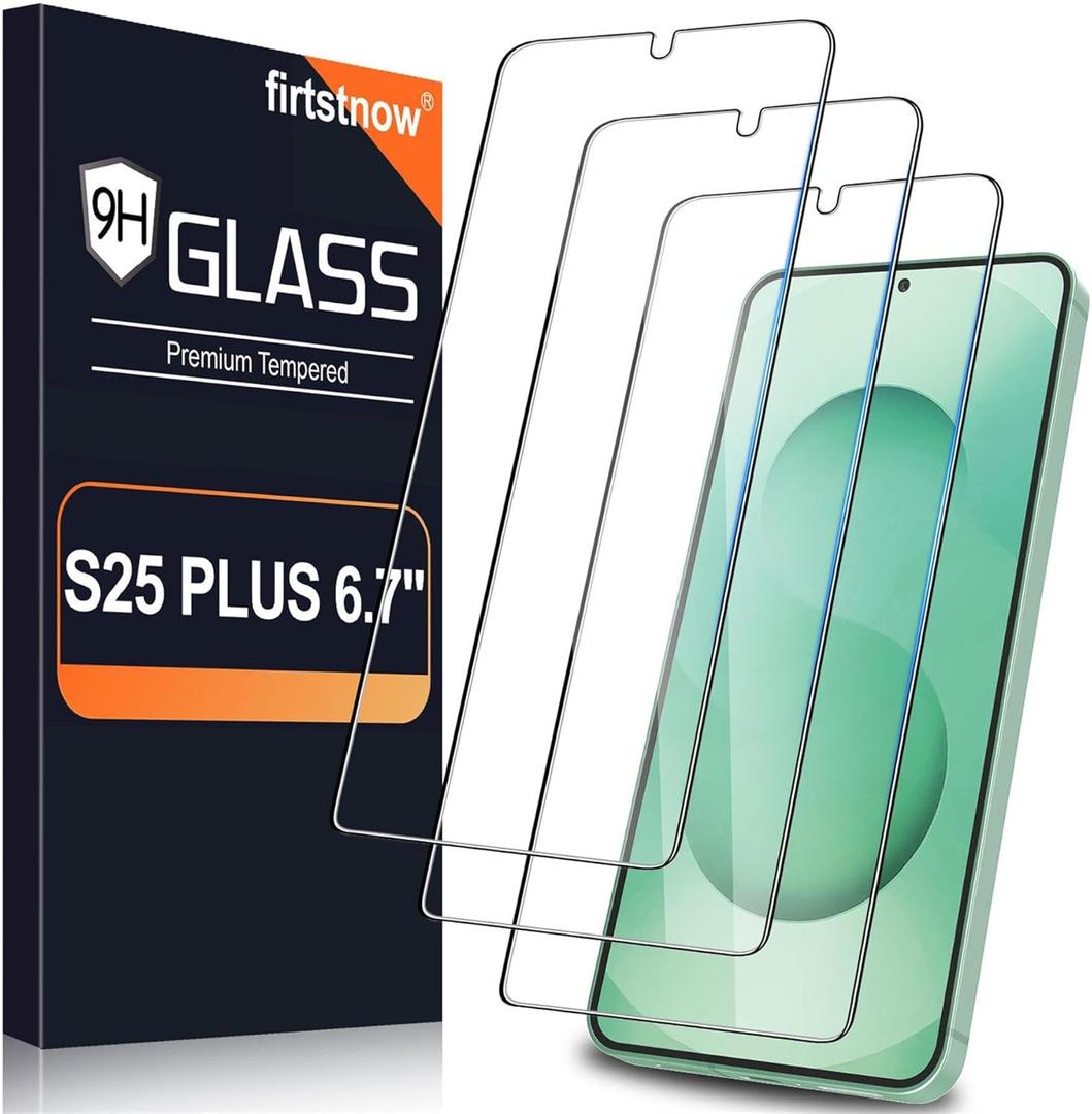 3 Pack Screen Protector for Samsung Galaxy S25 Plus 6.7 Inch, 9H Tempered Glass, Ultrasonic Fingerprint Unlock, Case Friendly Tempered Glass Screen Protector for Samsung Galaxy S25 Plus