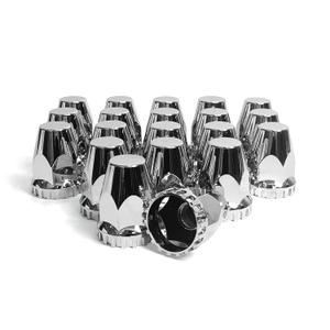 Grandroad auto 20 Pack Flat Top Lug Nut Covers, 33mm by 2-3/4" Thread On Chrome Nut Cover Caps ABS Plastic Anti-Rust Screw-on Lug Nut Covers for Semi Trucks