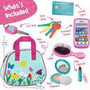Play Purse for Toddlers with Accessories, Toddler Girl Toys 1 2 3 Years Old with Pretend Makeup, Keys, Smartphone, Toddler Toy Purse for Little Girls - Birthday Gift for Toddlers Girls Ages 2-3 - Blue