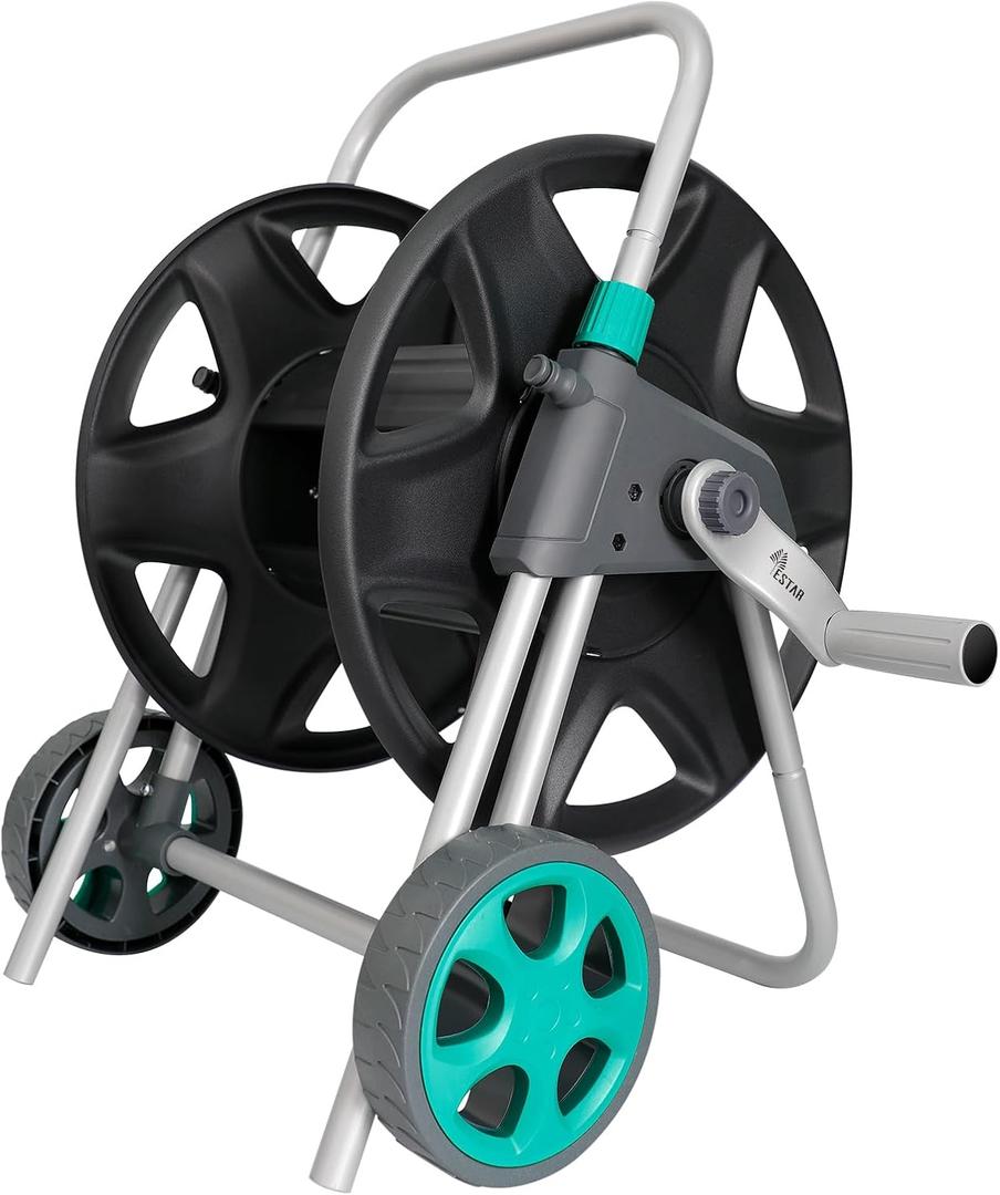 Garden Water Hose Reel Cart, Holds 80 Feet of 5/8 Inch Hose,Garden Water Pipe Holders Mobile Tools with 2 Wheels for Outside Watering