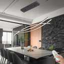 Dimmable Pendant Light for Kitchen Island Lighting,47.24" Modern LED Chandelier, LED Pendant Light with Adjustable Height, Black Modern Kitchen Chandeliers for Kitchen Island, Dining Room with Remote