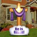 Foilswirl 3.6 ft Easter Inflatable Decoration LED He is Risen Cross Yard Sign Easter Christian Inspirational Blow up Lighted Decor for Indoor Outdoor Home Garden Holiday Lawn Party