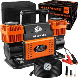 METOWARE Offroad Air Compressor, 12 V Portable Air Pump with 10.6 CFM, Dual Cylinder Tire Inflator for Car Heavy Duty, Max 150PSI for 4  4 SUV Vehicle RV ATV Truck