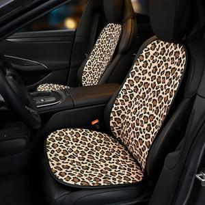 Leopard Car Seat Covers Full Set, Cheetah Print Auto Seat Cushion Protector, Animal Print Interior Accessories for Women, Universal Fit Non Slip Washable Seat Covers for SUV Truck Sedan