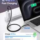SUNGUY USB 4 Cable 3.3FT, 240W USB C Fast Charging 40Gbps Data Transfer 8K@60Hz Video Output Monitor Cable Compatible with Thunderbolt4/3 for i-Phone 16/15 Series, Samsung, MacBook Air/Pro -Grey