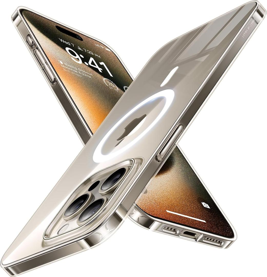 TORRAS Magnetic Slim Fit Designed for iPhone 15 Pro Case 2023, [Compatible with MagSafe] [Ultra Thin] Protective Matte Hard PC Cover Anti-Scratch Phone Case for iPhone 15 Pro, Ice Clear