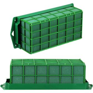 Boao 2 Pieces Floral Foam Cage Holder with Floral Foam for Fresh Flowers Cage Bowl for Table Centerpiece Flower Arrangement, Rectangle, 11.8 x 4.7 x 3.1 Inch