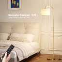 Ambimall Arc Floor Lamp with Remote and Stepless Dimmable Bulb, Colors Temperature & Brightness Adjustable, Gold Floor Lamps for Living RoomDeep Beige Shade & Gold Pole