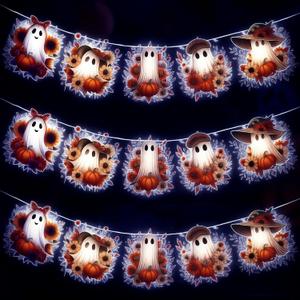 Ganeen Halloween Flower Halloween Ghost Decorations String Lights 10 ft 20 LED Day of The Dead Skeleton Hanging LED Lights Battery Operated Dia De Los Muertos Indoor Outdoor Decor