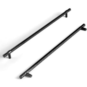Goo-Ki 12.6'' (320 MM) Hole Centers Matte Black T Bar Cabinet Pulls-Affordable Luxury Zinc Alloy Cabinet Handles with Knurled/for Dresser and Cupboard, 6 Pack