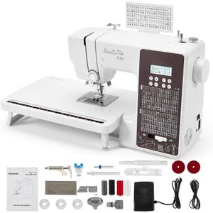 1130 Computerized Sewing and Quilting Machine, 300 Stitches, LCD Screen, 1-Step Buttonhole, Speed Control, Wide Table, Sewing Machine for Clothes & Jeans, Sews Multiple Layers of Denim