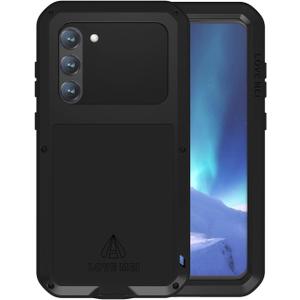 LOVE MEI Samsung Galaxy S23 Plus Military Metal Silicone Case [Built-in Screen Protection] Full Body Heavy Duty Shockproof Armor Protection Case for Galaxy S23 Plus Black