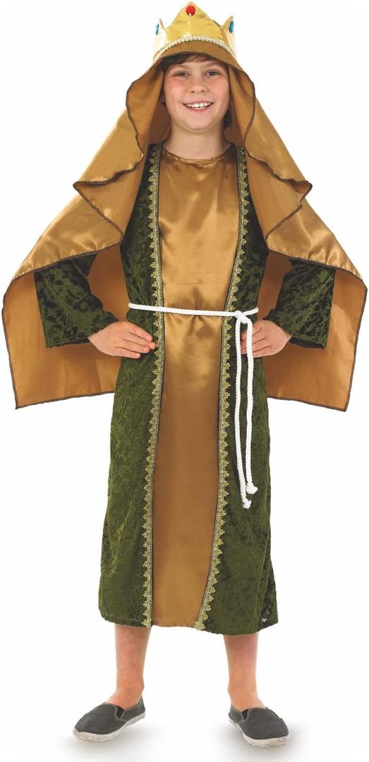 fun shack Kids Wise Men Costume, Three Kings Outfit, Wiseman Attire for Halloween, Christmas, Dress Up Events (X-Large, Gold)