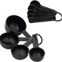 Universal Easy To Read Measuring Cup and Spoon Set with Soft Grip Handle for Maximum Control, Hang Hole and Nesting For Easy Storage, Dishwasher Safe, 9 Piece, Black