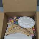 10Pack 8x10 Inch Canvas and Easel Set, Art Canvas Bulk with Easel Stands, 12 Colors Mini Acrylic Paint Set, Small Paint Brushes, Paint Trays, Sip and Paint Kit for Adults Couples Paint Party Supplies