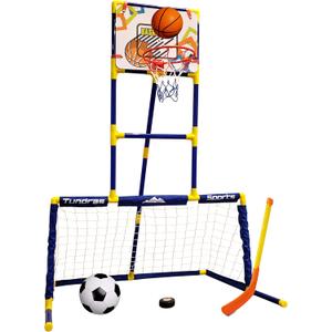 Kids Basketball Hoop Arcade Game, 3 in 1 Sports Center - Hockey, Soccer, Sports Station - Indoor Arcade Game, Includes Basketball Hoop, Hockey net, Soccer Goal for Toddlers and Children Boys and Girls