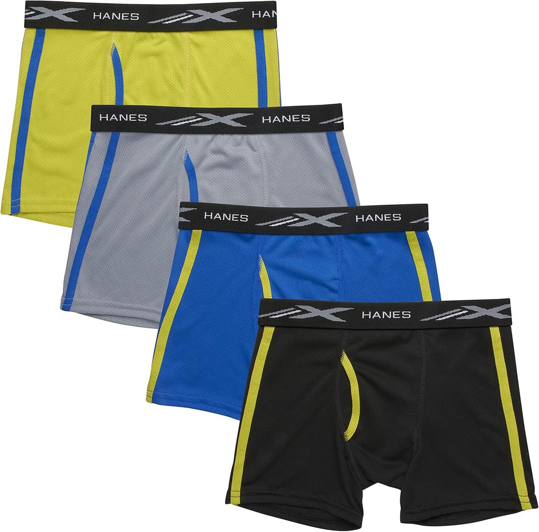 Hanes Boys' X-Temp Breathable Mesh Boxer Brief 4-Pack