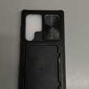 Vihibii for Samsung Galaxy S23 Ultra Case with Card Holder (4 Cards) & Sliding Camera Cover & Kickstand, Shockproof Rugged Hard Back & TPU Edge Wallet Cover for Galaxy S23 Ultra 5G 6.8" 2023, Black