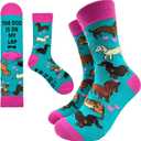 Dog Lover Novelty Funny Breathable Printed Cotton Socks, Unisex Cozy Knitted Crew Socks, Gifts for Dog Owner Mom, Friend Bestie Coworker BBF, Mothers Day Mom Gifts