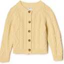 Amazon Essentials x Sofia Grainge Unisex Toddlers and Babies' Cable Knit Fisherman Cardigan Sweater (3-6 Months, Butter Yellow)