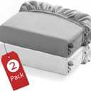 Twin Fitted Sheets 2 Pack Only, Mattress Up to 14 Inches Deep Pocket, Ultra Soft and Breathable Twin Bed Sheets, Long Lasting Single Fitted Sheets, Grey and White