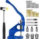 Hand Press Grommet Machine Tarp Grommet Tool Kit Heavy Duty Grommet Press with Punch Hole Tool,Rubber Hammer,3 Dies (#0#2#4),3000Pcs Sliver/Gold Grommets(1/4 3/8 1/2 inch) for Fabric Curtains Kit (Blue)