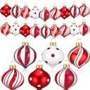 24 Pcs Christmas Peppermint Candy Ornaments Christmas Glass Balls Xmas Tree Hanging Decorations White Red Xmas Party Ornaments Home Decor