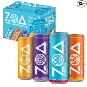 ZOA Zero Sugar Energy Drink, Fan Favorite Variety Pack, 12 Pack, 12 Fl Oz | With Electrolytes, Vitamins B and C, supporting hydration with 160 mg Plant Based Caffeine from Green Tea and Green Coffee, Best By 09-07-26