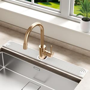 MAGKOTA Stone Faucet Mat for Kitchen Sink - Quick Dry Diatomite Sink Splash Guard, Prevents Moisture Buildup & Water Stains, Water Absorbing Stone Tray for Bathroom Countertop (White, 30" x 4")