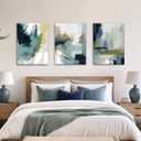 Motivilla 24x16 In Canvas Wall Art Set of 3, Blue Abstract Watercolor