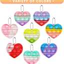 32 Pack Valentine Gifts for Kids - Cards with Mini Heart Pop Fidget Toys Bulk - Valentine Exchange for Girls Boys School Class Classroom Fidget Toys Party Favors